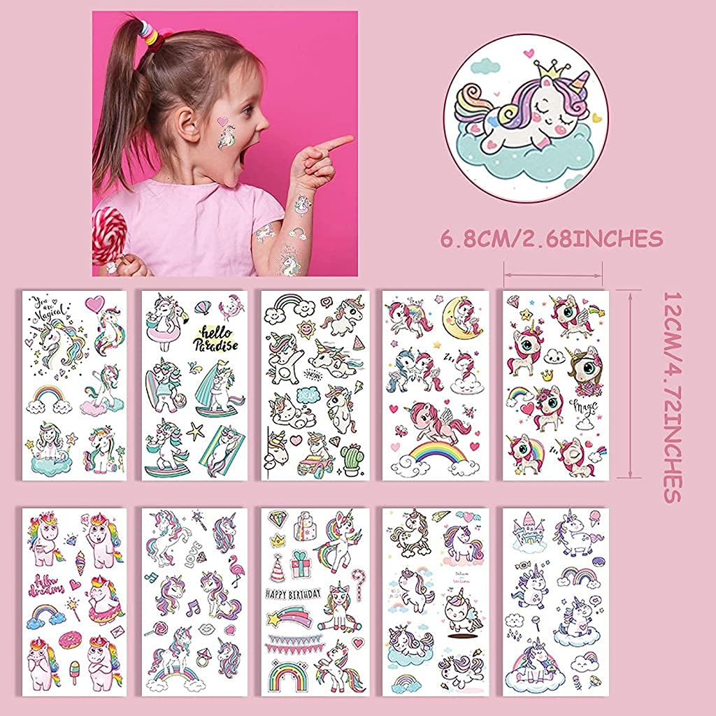 MAYCREATE® 10 Sheets Unicorn Tattoos Sticker for Kids Girls 50+styles Waterproof Sweet Tattoo Stickers for Party Favors Supplies and Children Accessories Gift MAYCREATE® 10 Sheets Unicorn Tattoos Sticker for Kids Girls 50+styles Waterproof Sweet Tattoo Stickers for Party Favors Supplies and Children Accessories Gift